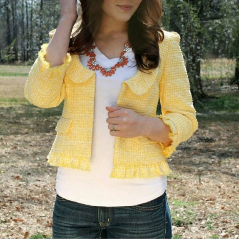 Yellow tweed blazer
